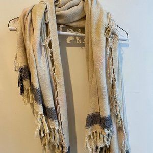 LOFT brand Scarf. W/ stripes of Pink, Yellow, Grey